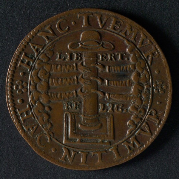 Medal on the elevation of Prince Maurice to governor of Gelderland and Overijsel, jeton utility medal medal exchange copper, six