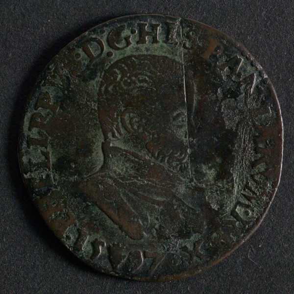 Medal from the Court of Flanders, jeton utility medal medal exchange copper, bust Philips II to the right omschrift: PHILIPPVS
