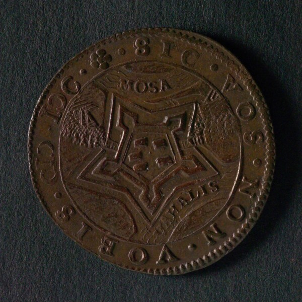 Medal on the conquest of the Fort St. Andries by Prince Maurits, jeton utility medal medal exchange copper, sunflower lit