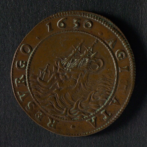 Medal on the improved situation in the Southern Netherlands, jeton utility medal medal exchange copper, bust of the Spanish king