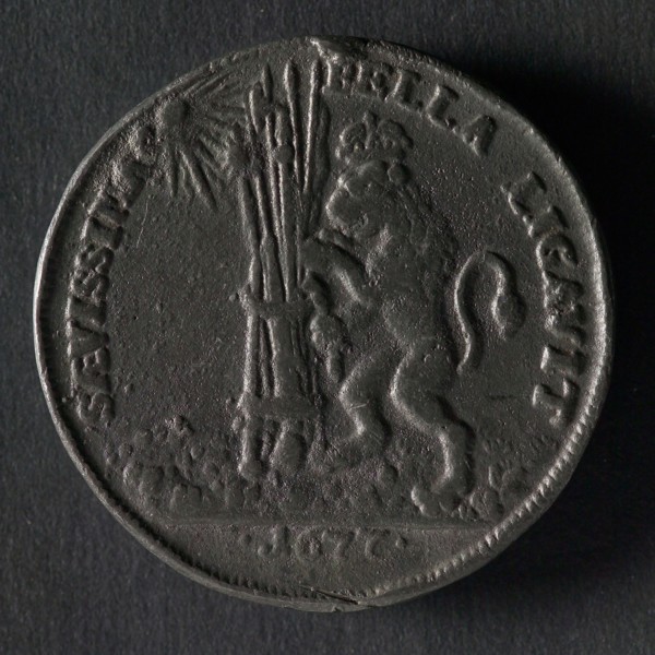 Medal on the appearance of tail star and the peace of Nijmegen, penny statues tin, tail star and other constellations