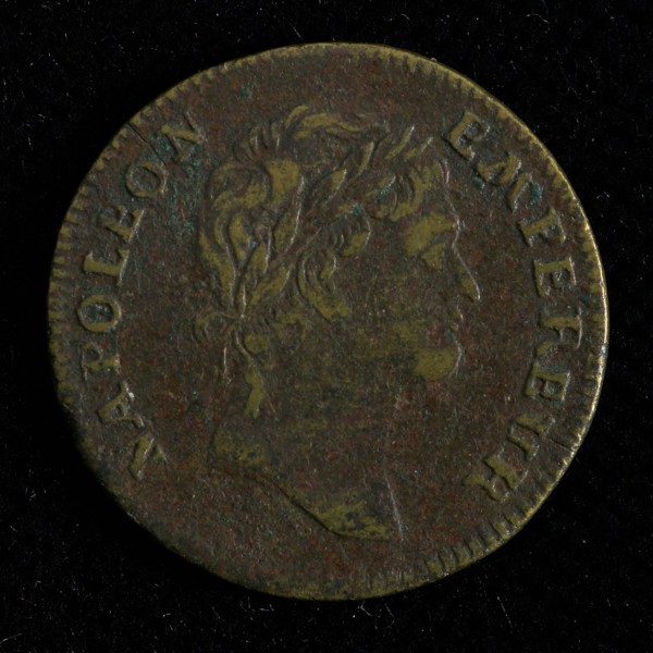 Medal on the Emperor Napoleon, jeton utility medal medal exchange bronze, Portrait of Napoleon with laurel wreath to the right