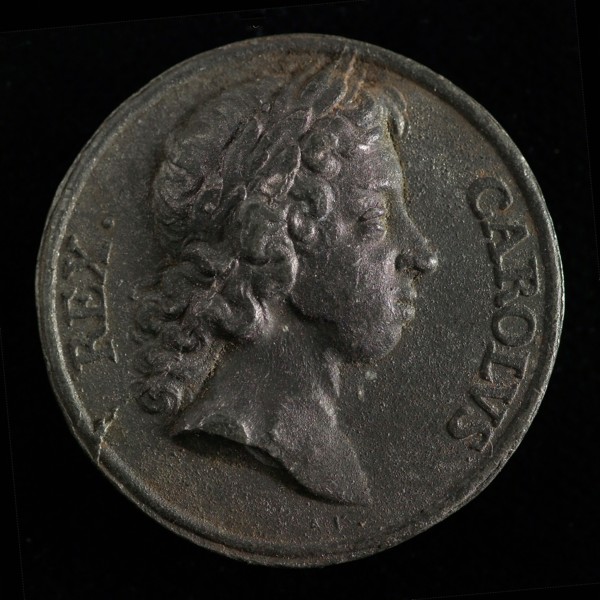 Medal on Karel XI of Sweden, medallions of lead metal, bust of Karel XI from Sweden to the right. Omschrift omschrift: REX
