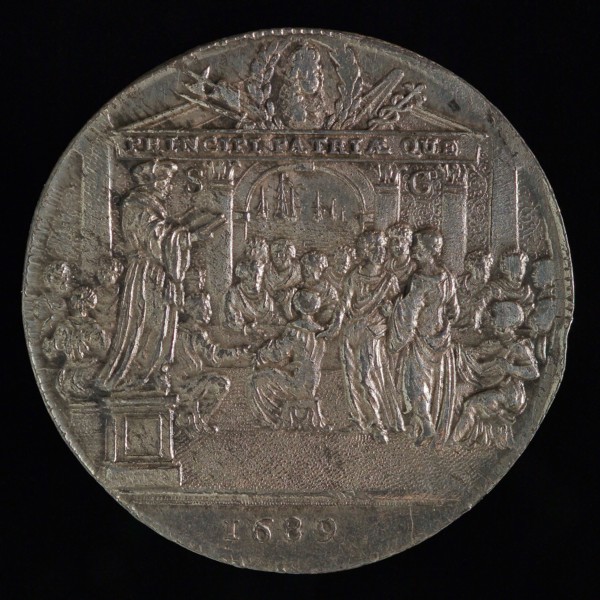 design: Romeyn de Hooghe, Medal of Rotterdam 1689, Toolkit penning identification carrier silver, palm tree with on the foot