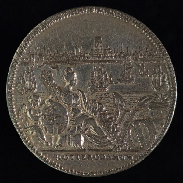 Jacob van Dishoeck, Medal with city virgin and city coat of arms of Rotterdam, tooling medal penning identification carrier