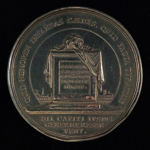 Jan Smeltzing I, Medal on the plunder of the house of Baljuw Jacob van Zuylen van Nijevelt at the Leuvehaven in Rotterdam, penny