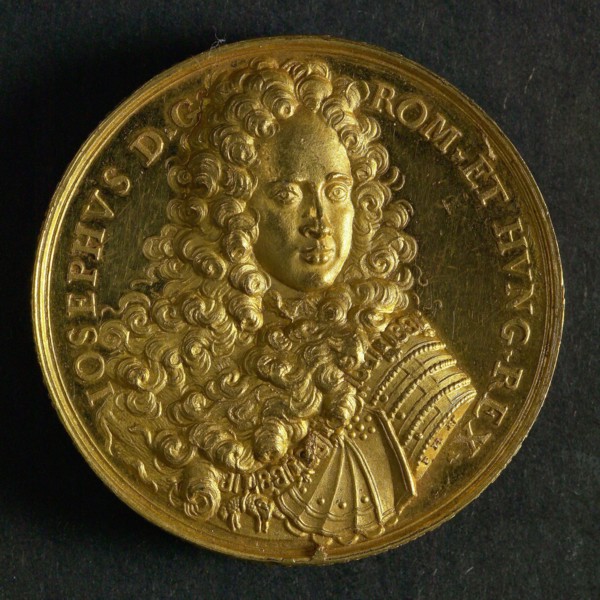 Philipp Heinrich Müller, Medal on Joseph I, emperor of the Holy Roman Empire, penning footage gold, bust Jozef I