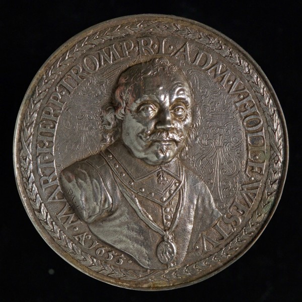 P. van Abeele, Medal on the death of Maarten Harpertszoon Tromp, death certificate penny footage silver, Hollow coin, omschrift
