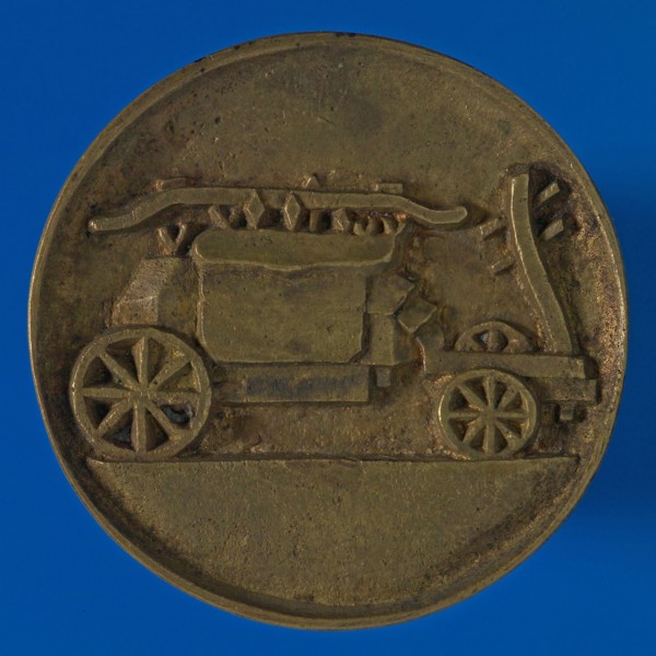 Fire sprinBlade device Delfshaven, penny insignia identification carrier copper, coat of arms Delfshaven no heraldic fire