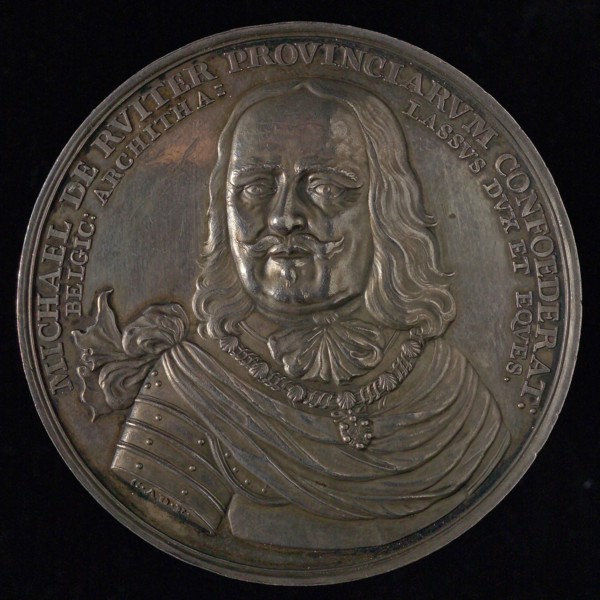 design: Chr. Adolfszoon, Medal on the death of Michiel Adriaanszoon de Ruyter, death certificate medal silver, facing bust