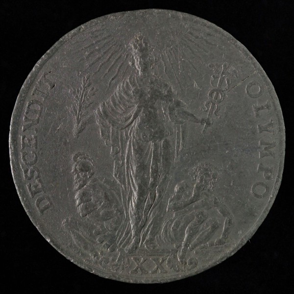 Jan Smeltzing I, Medal on the 20-year file between France, Spain and the Netherlands, medallion medals lead metal, Pallas Athene