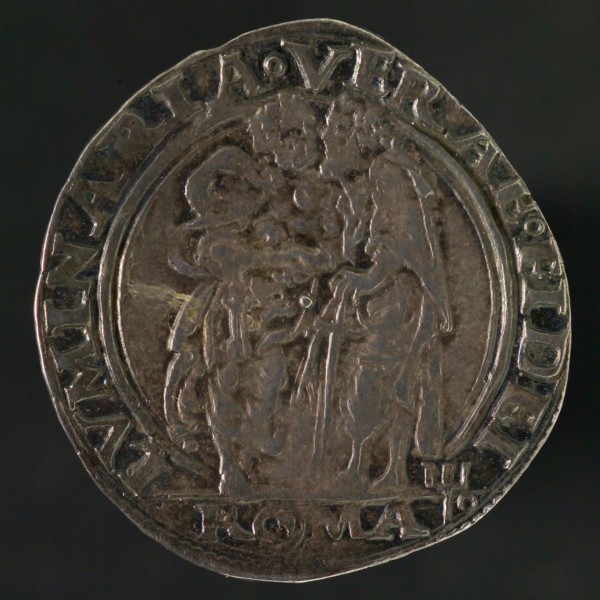 Medal on Pope Julius II, pope medal penning footage silver, bust Pope Julius II to the right, IVLIVS. II. PONTIFEX. MAXIMVS
