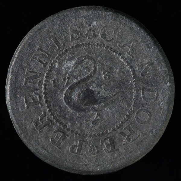 Bread medal of the Lutheran Diaconate, bread penny penny swap lead metal, Swan to the left in pearl rim, CANDORE (rose) PERRENIS