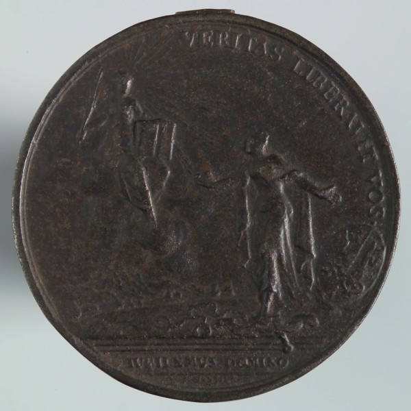 J. Dassier, artist, Medal on the second centenary of the Church Reform in Geneva, medallion image found on the bottom of iron