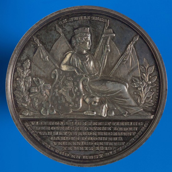 S. de Vries, Medal on the celebration of 50 years of independence in Voorburg, by the remaining members of the 2nd regiment