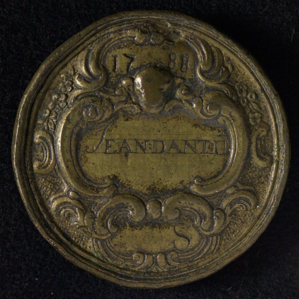 Guild medal for St. Luke Guild, guild medal penning identification carrier brass, An ox's head with the St. Luke shield