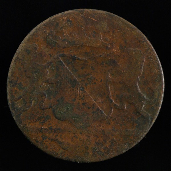 Eight or double penny, coin of the VOC, minted in Utrecht, ear currency money swap copper, Oord or double penny bronze. Coin