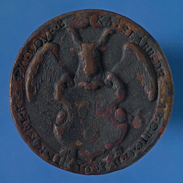 Medal Sint-Lucasgilde Middelburg, medallions bronze bronze figure 4,2, winged ox holding the St. Lucas shield unreadable Zeeland