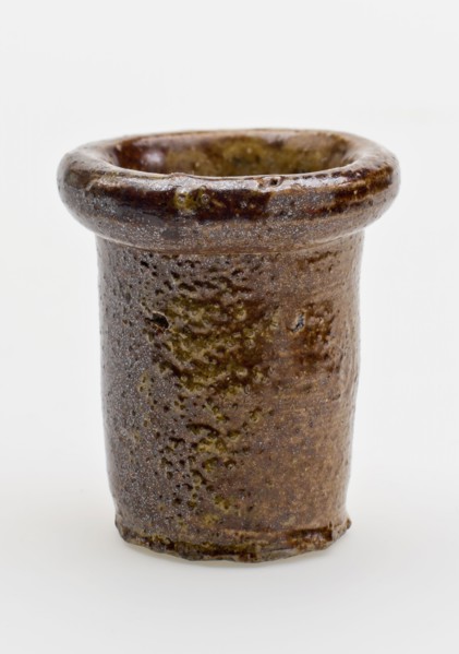Stoneware ointment jar, cylindrical with thickened upper edge, ointment jar pot holder soil find ceramic stoneware glaze salt
