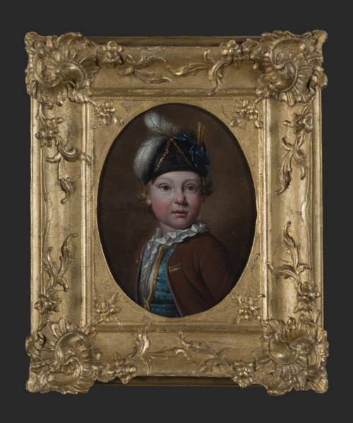 Jan Stolker, Portrait of boy (son of the painter?), portrait painting footage wood oil, Oval portrait of boy half-length