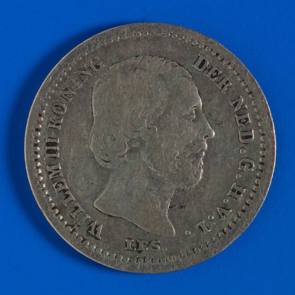 mint master: H.A. van den Wall Bake, Coin 5 cents 1850, penny coin money exchange silver, portrait Willem III right, round