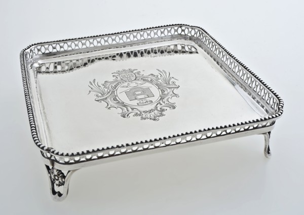 Rudolph Sondag, Silver leaf, with engraving of the Rotterdam bread, pies and cuckoo's guild, tray tray holder silver, Cabaret