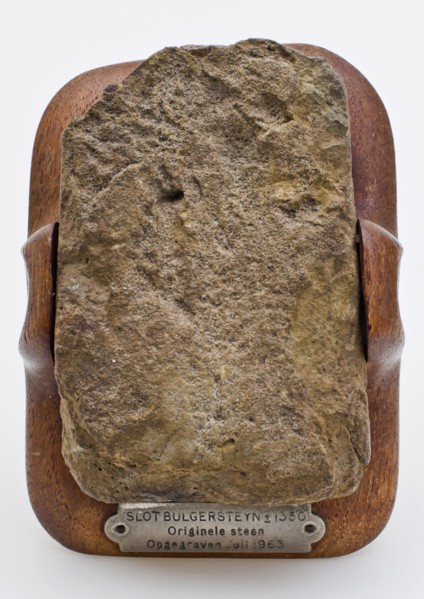 Stone by Bulgersteyn: small IJsselsteen, mounted as paper in wooden holder, paperweight stone soil find stone stone, shaped