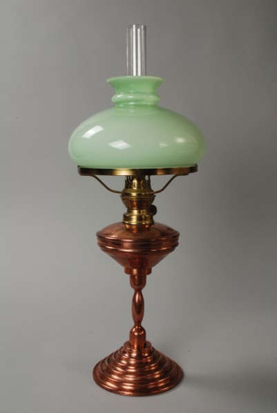 Christoffel Vennix, Copper oil lamp, oil lamp lamp illuminant copper glass metal textile cotton, Oil lamp or kerosene lamp