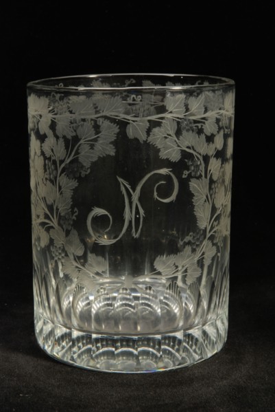 Glass and engraved with N, goblet drinking glass drinking utensils tableware holder lead glass glass, gram free blown and shaped