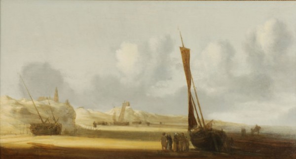 Simon de Vlieger, Boats on the beach at Scheveningen, painting visual material wood oil, Rotterdam Loan National Institute