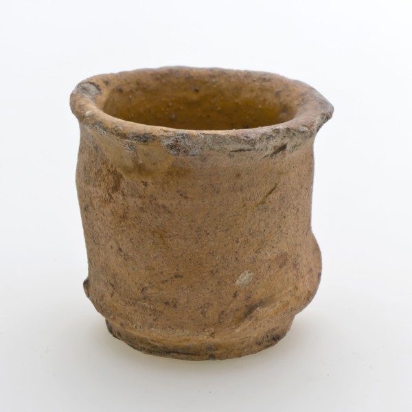 Pottery ointment jar, cylindrical model, red shard, internally glazed, ointment jar holder soil found ceramic earthenware glaze