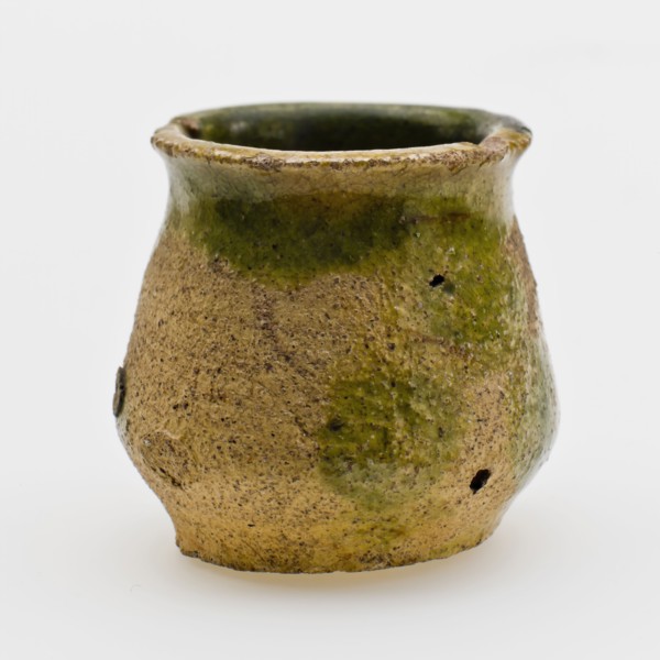 Pottery belly model ointment jar, gray shard, dark green glazed, ointment jar pot holder soil find ceramic earthenware glaze