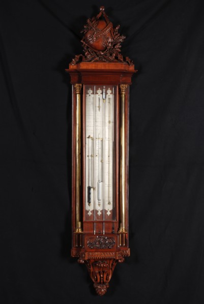 Antonio Christoffel Reballio (Milaan circa 1720/25 - Rotterdam 1801), Mahogany barometer, control, hygrometer and thermometer