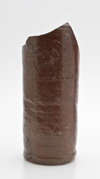 Stoneware mineral water pitcher, cylindrical with round shoulder, sausage ear and short neck, mineral water pitcher jar product