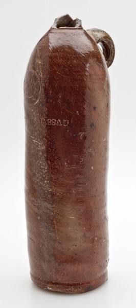 Stoneware mineral water pitcher, cylindrical with round shoulder, sausage ear and short neck, mineral water pitcher jar product
