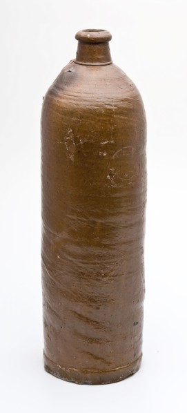 Stoneware mineral pitcher, cylindrical with round shoulder, sausage ear and short neck, mineral water pitcher jar product
