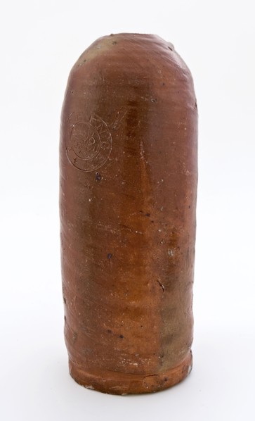 Stoneware mineral pitcher, cylindrical with round shoulder, sausage ear and short neck, mineral water pitcher jar product