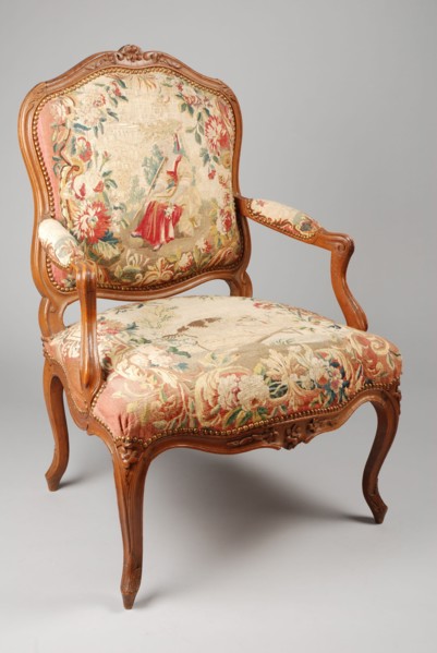 Beechwood rococo armchair, armchair armchair chair wood furniture interior design wood beech wood wool silk brass, Tapisserie
