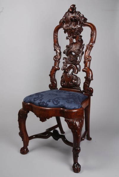 joiner, Rococo chair with horse and bird in the backrest, chair furniture furniture interior design wood walnut elmwood burr