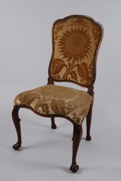 Mahogany rococo chair, upright chair seat furniture furniture interior design wood mahogany velvet brass, Bolkow legs and green