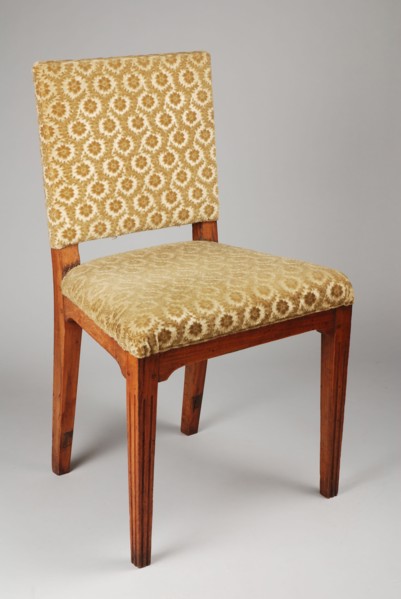 Simple elm wood straight chair, upright chair seat furniture furniture interior design wood elm wood velvet, Moss green velor
