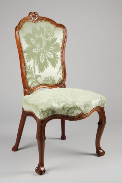 Mahogany rococo chair, chair furniture furniture interior design wood mahogany velvet, Seat and backrest covered with light