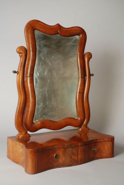 Mahogany Biedermeier counter mirror, interior mirror wood mahogany oak wood glass 74,0, Polished oak mahogany veneered mirror