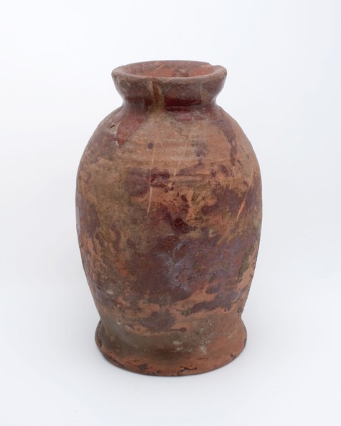 Pottery pot on stand, baluster shape, used in the sugar industry, sugar bowl pot holder soil find ceramic earthenware glaze lead