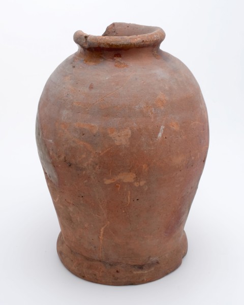 Pottery pot on stand, baluster shape, was used in the sugar industry, sugar bowl pot holder soil find ceramic earthenware glaze