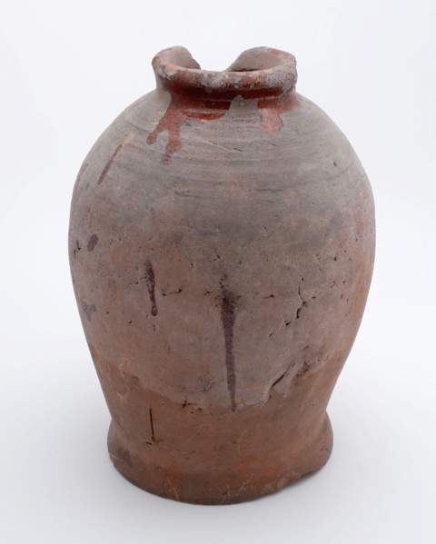 Pottery pot on stand, baluster shape, was used in the sugar industry, sugar bowl pot holder soil find ceramic earthenware glaze