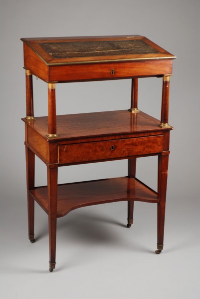 Pouillard, Mahogany Empire armoire with secretary, desk standard furniture interior design wood mahogany oak brass leather