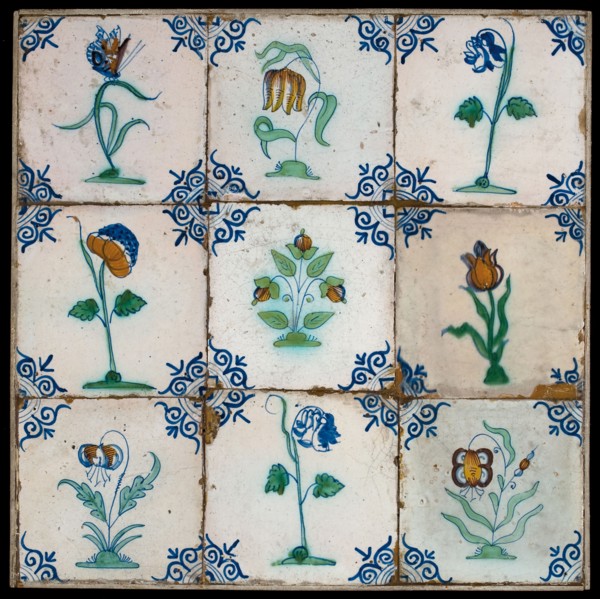 Tile field, three high, three wide, flower tiles polychronic, tile field wall tile tile footage ceramic earthenware glaze wood