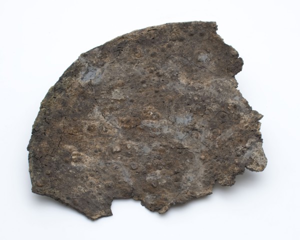 Fragment of tin dish, narrow stand ring, heavily affected, dish crockery holder fragment soil found tin metal, cast Fragment