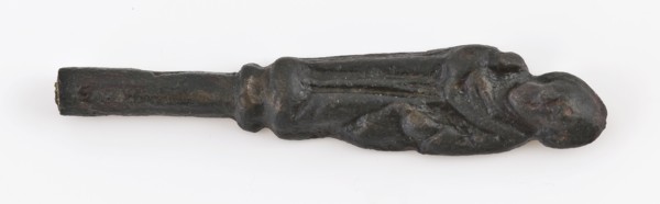 Fragment of copper apostle play, stalk with apostle, spoon cutlery fragment soil find copper brass metal, cast-beaten Fragment